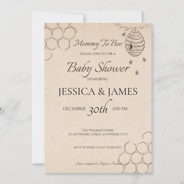 Mommy To Bee Baby Shower  Invitation (Front)