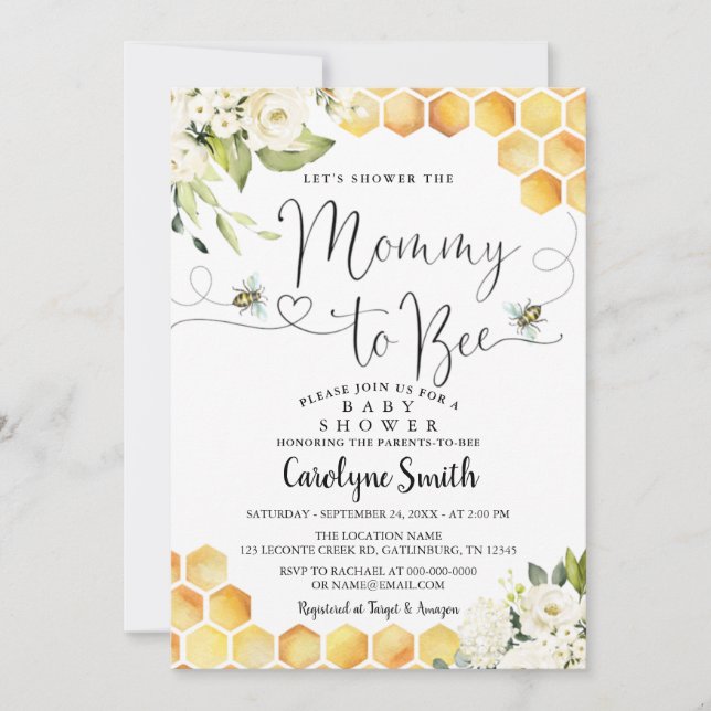 Mommy to Bee Baby Shower Invitation (Front)