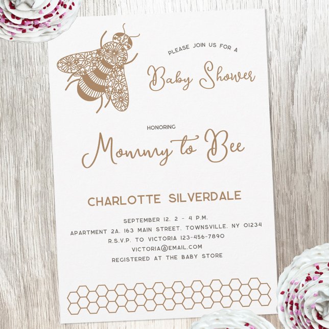 Mommy to Bee Baby Shower Invitation (Modern minimalist Mommy to Bee baby shower invitation)