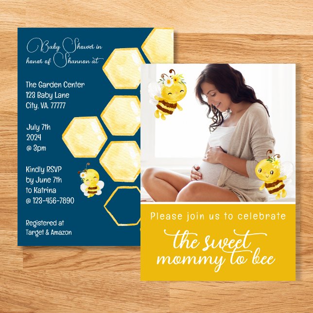 Mommy To Bee Baby Shower Invitation (Celebrate the sweet mommy to bee with these adorable baby shower invitations! )