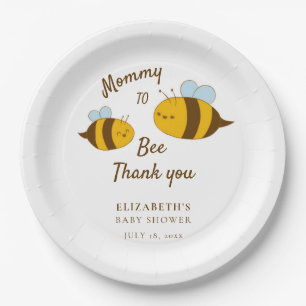 Mommy to Bee Baby Shower Modern Cute Kawaii Simple Paper Plate