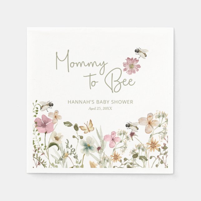Mommy to Bee Baby Shower Napkin (Front)