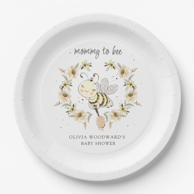 Mommy To Bee Baby Shower  Paper Plate (Front)