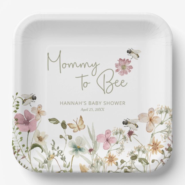 Mommy to Bee Baby Shower Paper Plate (Front)