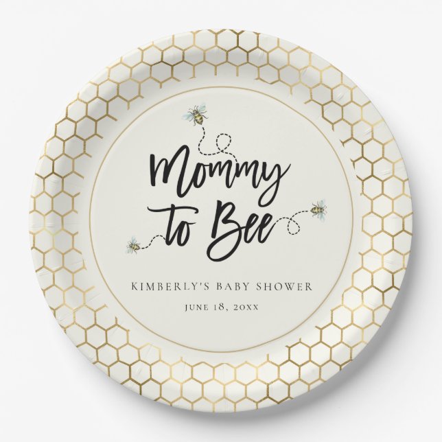 Mommy To Bee Baby Shower Paper Plate (Front)