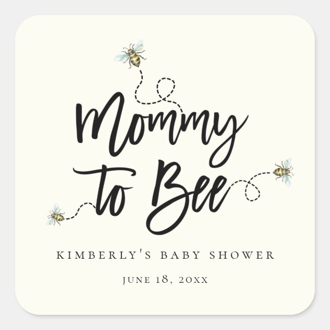 Mommy To Bee Baby Shower Square Sticker (Front)