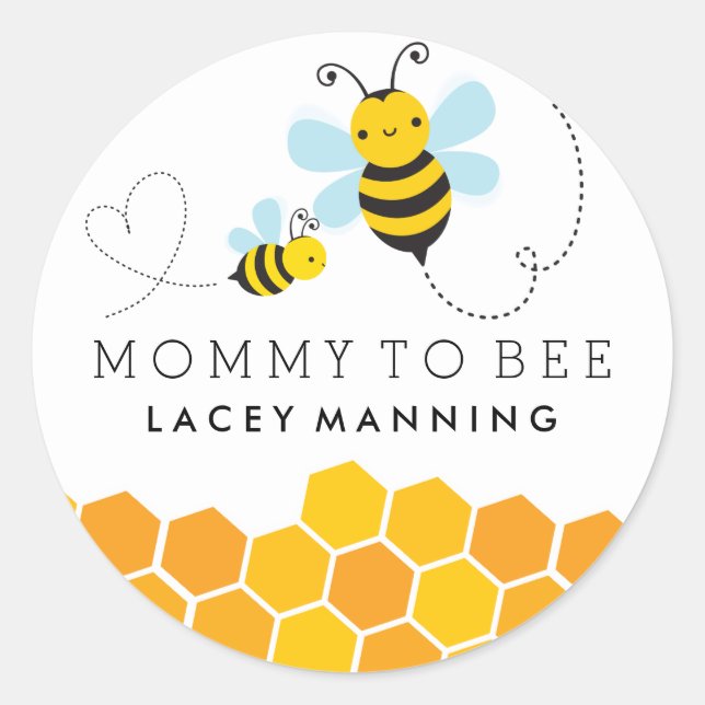 Mommy To Bee Baby Shower Sticker (Front)