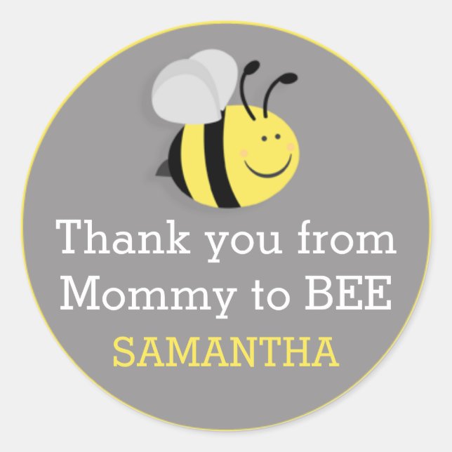 Mommy to Bee Baby Shower Thank You Stickers (Front)