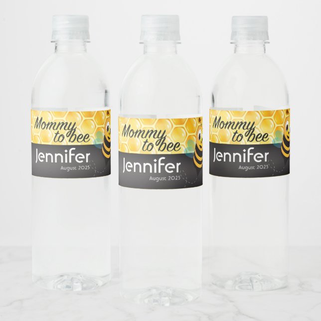 Mommy to Bee baby shower Water Bottle Label (Bottles)