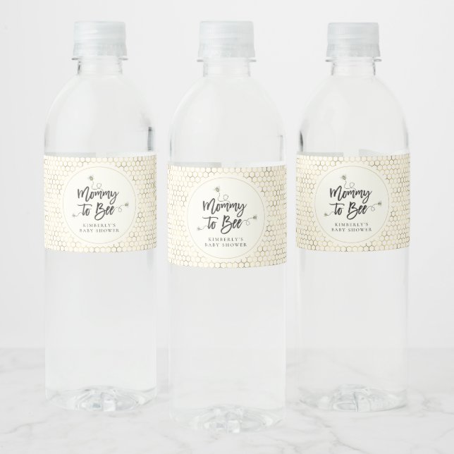 Mommy To Bee Baby Shower Water Bottle Label (Bottles)