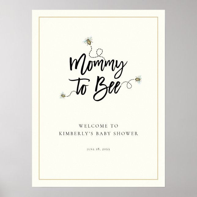 Mommy To Bee Baby Shower Welcome Poster (Front)
