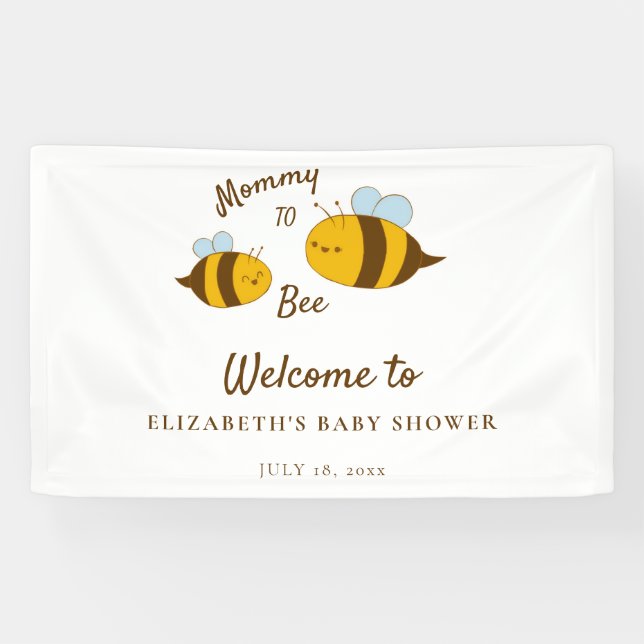 Mommy to Bee Baby Shower Welcome Sign Cute Modern (Horizontal)