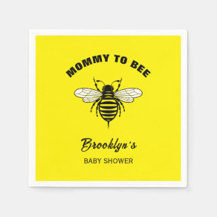 Mommy To Bee Baby Shower Yellow Black Cool Stylish Napkin