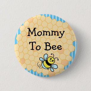 Mommy to Bee Blue and Yellow Honeycomb Baby Shower 2 Inch Round Button