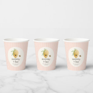 Mommy To Bee Blush Pink Honey Bee Baby Shower Paper Cups