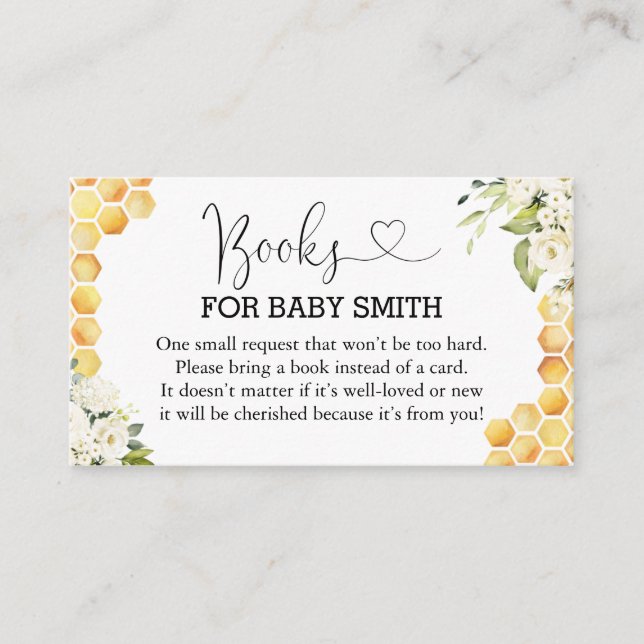 Mommy to Bee Books for Baby Shower Enclosure Card (Front)
