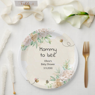 Mommy to bee bumble bee baby shower paper plates