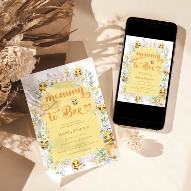 Mommy to Bee Cute Baby Shower Invitation (Creator Uploaded)