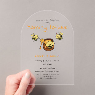 Mommy To Bee Cute Honeybee Sweet Honey Baby Shower Acrylic Invitations
