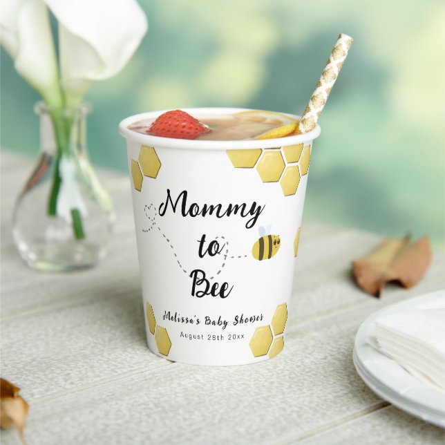 Mommy to Bee Cute Honeycomb Baby Shower Paper Cups (Insitu)