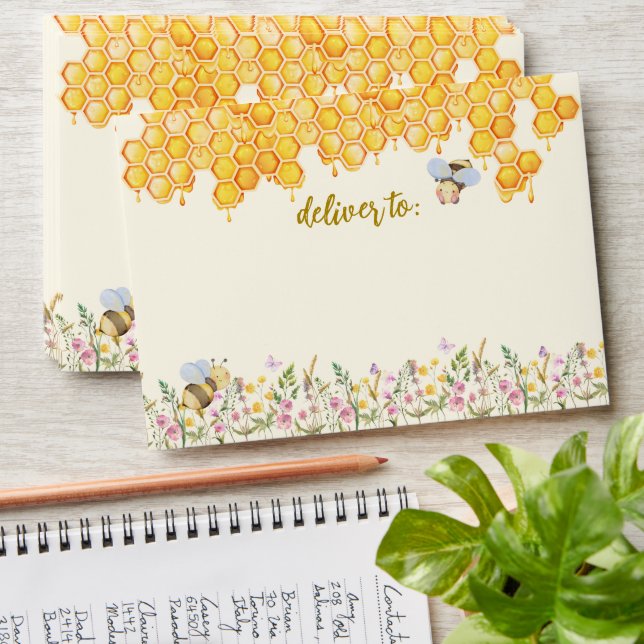 Mommy to Bee Cute Honeycomb Floral Baby Shower Envelope (Stacked)