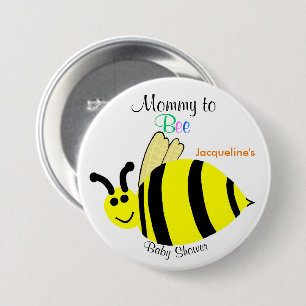 Mommy To Bee Cute Yellow Bumble Bee Baby Shower 3 Inch Round Button