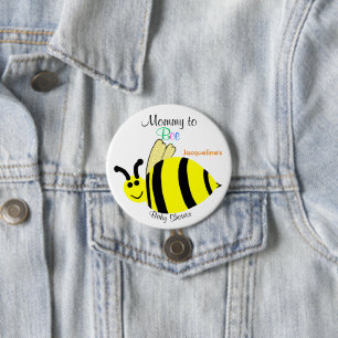 Mommy To Bee Cute Yellow Bumble Bee Baby Shower 3 Inch Round Button