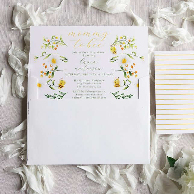 Mommy To Bee Elegant Floral Baby Shower Invitation (Creator Uploaded)
