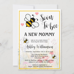 Mommy-to-Bee Floral Baby Girl Shower Invitation