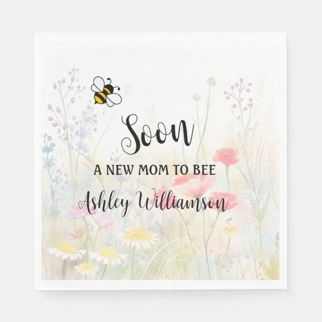 Mommy-to-Bee Floral Baby Girl Shower  Napkin (Front)