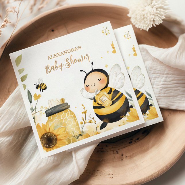 Mommy to Bee Floral  Baby Shower Napkin (Creator Uploaded)