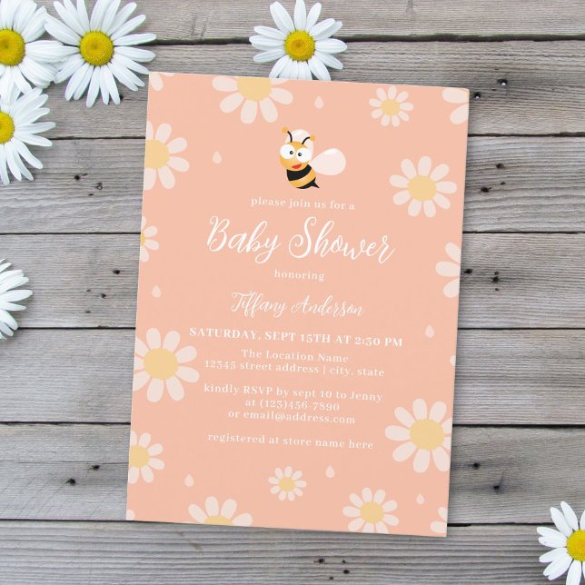 Mommy to Bee Flowers Gender Neutral Baby Shower Invitation (Creator Uploaded)