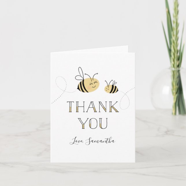 Mommy-to-Bee Folded Thank You Card | Baby Shower (Front)