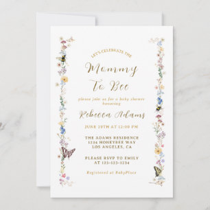 Mommy to Bee Garden Party Wildflower Baby Shower Invitation