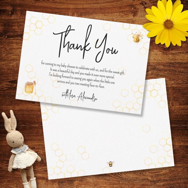 Mommy to Bee Gender Neutral Stylish Baby Shower Thank You Card (Creator Uploaded)