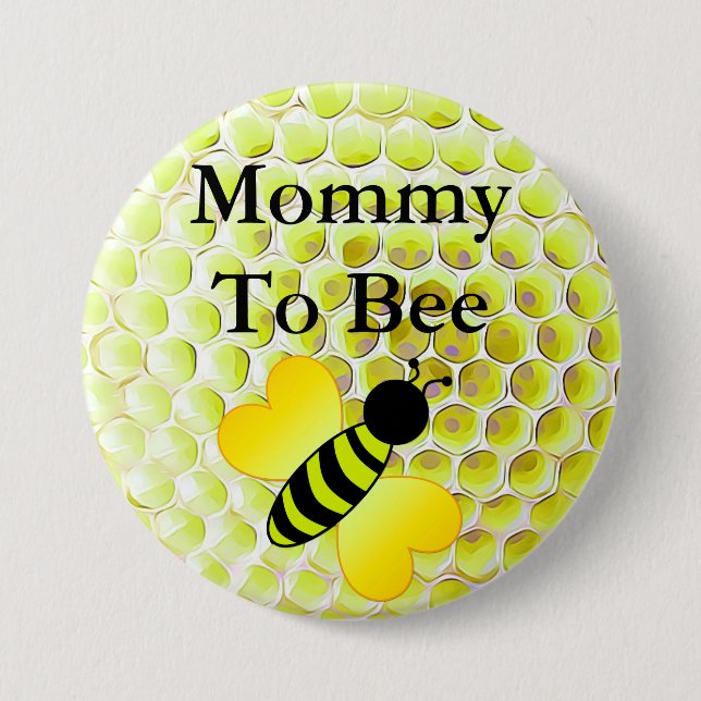 Mommy to Bee Honey Bee Yellow Baby shower Button (Front)