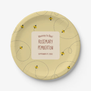 Mommy to Bee Honey Gold Baby Shower Paper Plate