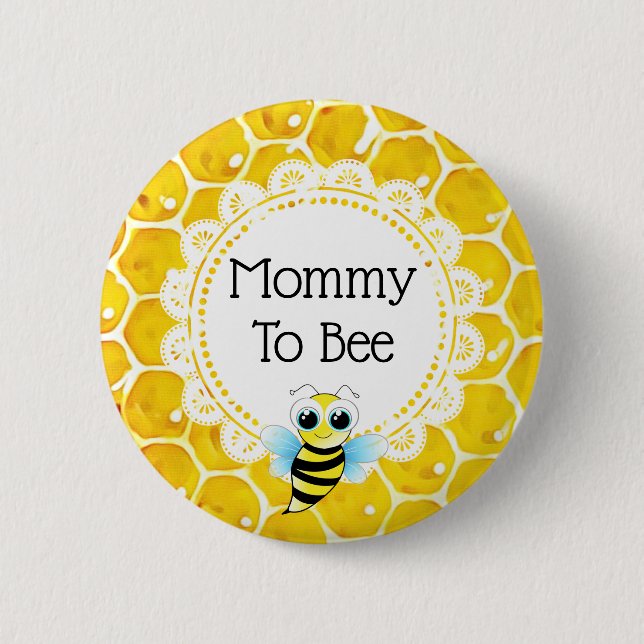 Mommy to Bee Honeycomb Baby Shower Button (Front)