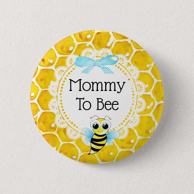 Mommy to Bee Honeycomb Baby Shower Button (Front)