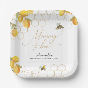 Mommy To Bee Lemons Glitter Honeycomb Baby Shower Paper Plate