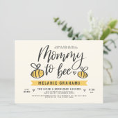 Mommy To Bee Lettering & Honeycomb Baby Shower Invitation (Standing Front)