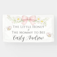 Mommy to Bee Pink Bow Baby Shower Name Banner