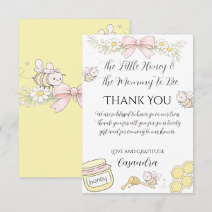 Mommy to Bee pink bow girls baby shower thank you  Card