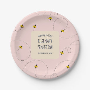 Mommy to Bee Rose Pink Baby Shower Paper Plate