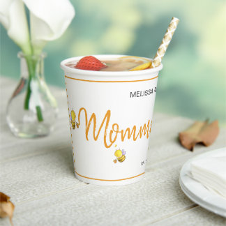 Mommy To Bee Simple Cute Baby Shower Party Paper Cups