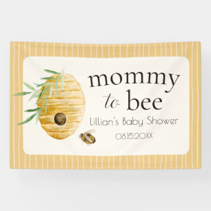 Mommy To Bee Striped Yellow Honey Bee Baby Shower  Banner