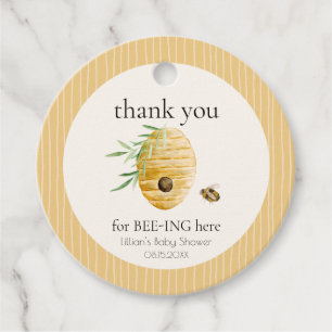 Mommy To Bee Striped Yellow Honey Bee Baby Shower Favour Tags