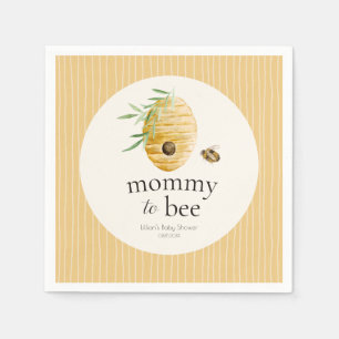 Mommy To Bee Striped Yellow Honey Bee Baby Shower  Napkin