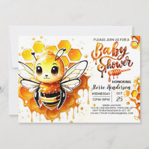 Mommy to Bee Watercolor Baby Shower Invitation