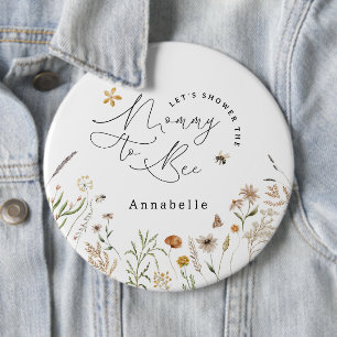 Mommy to bee wildflower baby shower 6 inch round button